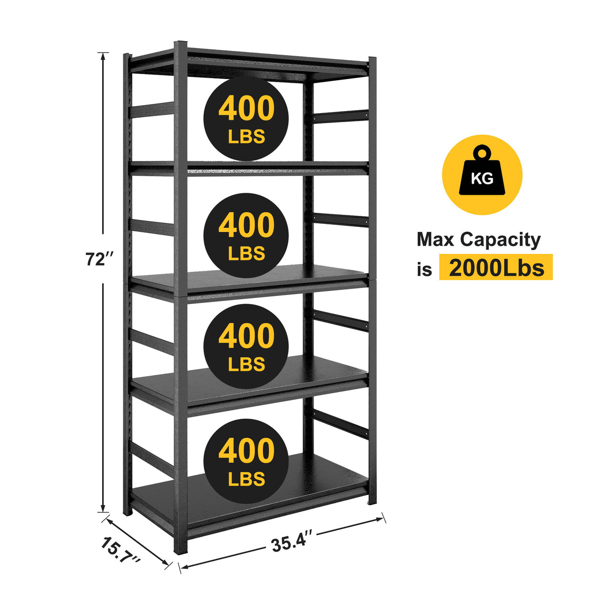 5 Tier Heavy Duty Shelving Unit Adjustable Shelving