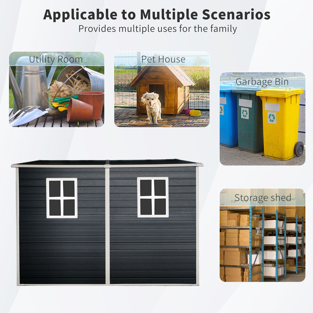 Outdoor Storage Shed Garden Building Waterproof Resin 8x4ft Structure