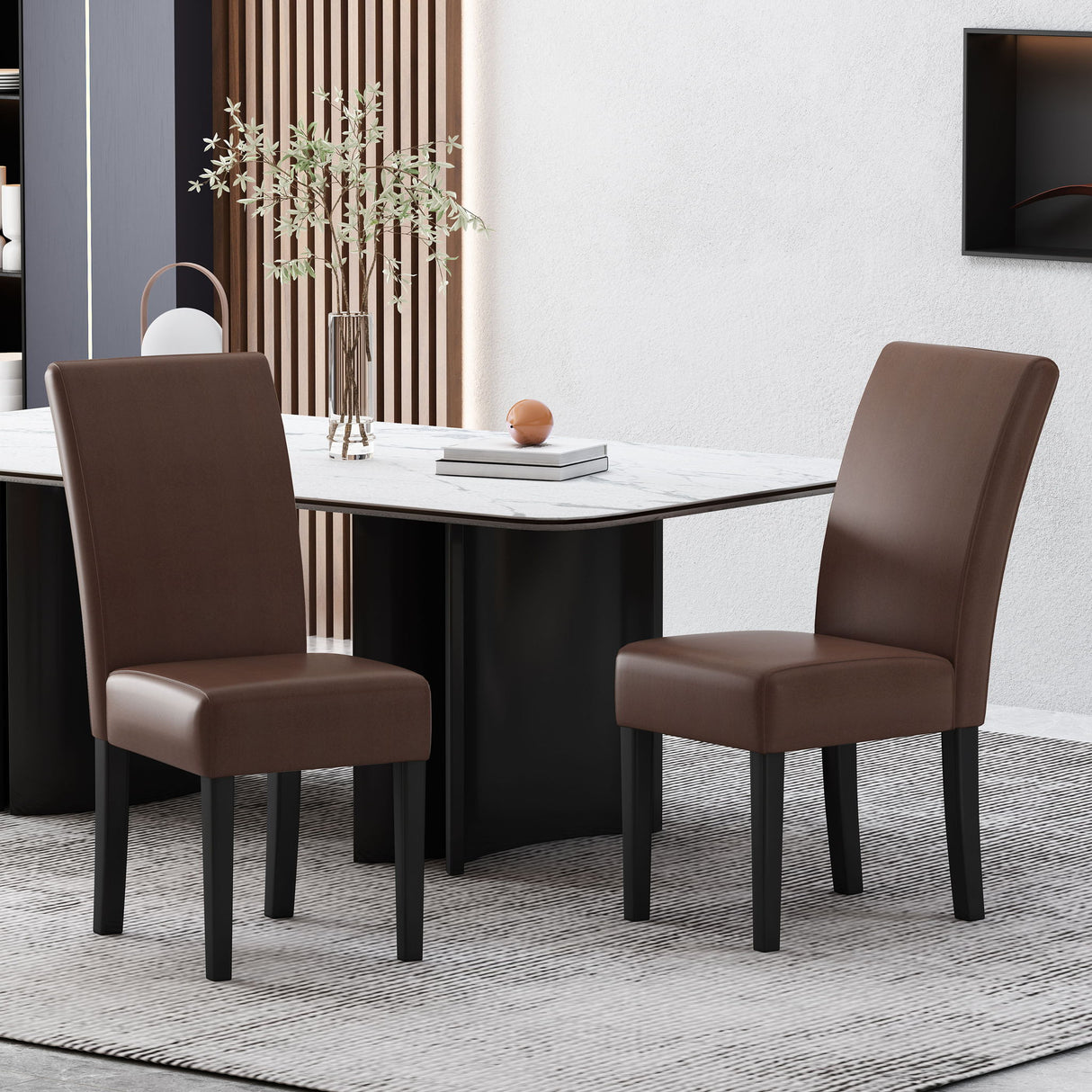 Contemporary Dining Chair With Rubberwood Legs (Set of 2)