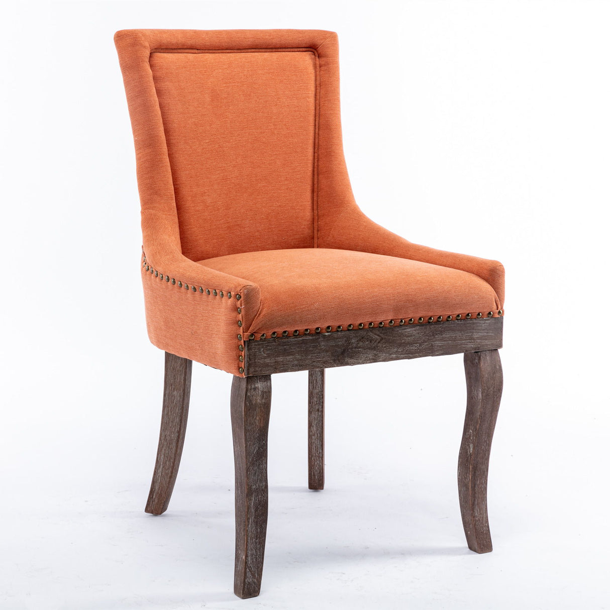 Ultra Side Dining Chair,Thickened Fabric Chairs With Neutrally Toned Solid Wood Legs, Bronze Nail Head (Set of 2) - Chair Sets - Alpine Outlets