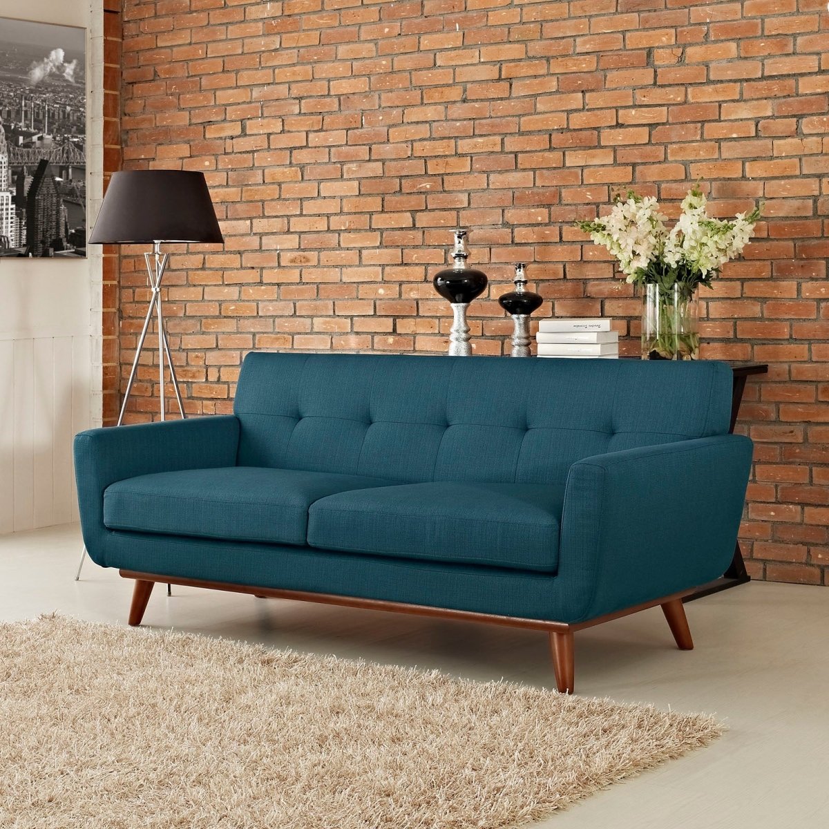 78 Inch Mid - Century Modern Upholstered Fabric Loveseat - Loveseats available at Alpine Outlets in Denver