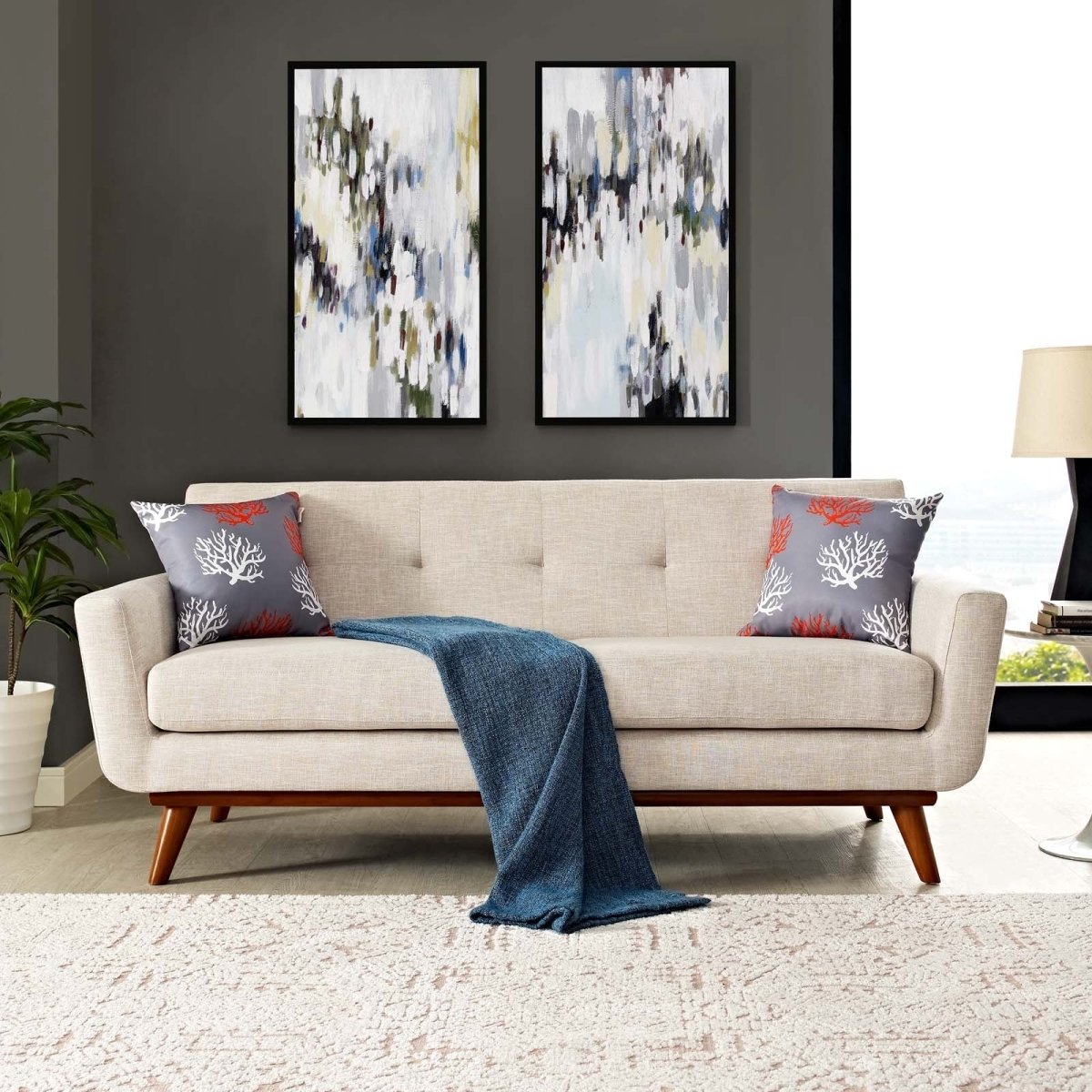 78 Inch Mid - Century Modern Upholstered Fabric Loveseat - Loveseats available at Alpine Outlets in Denver