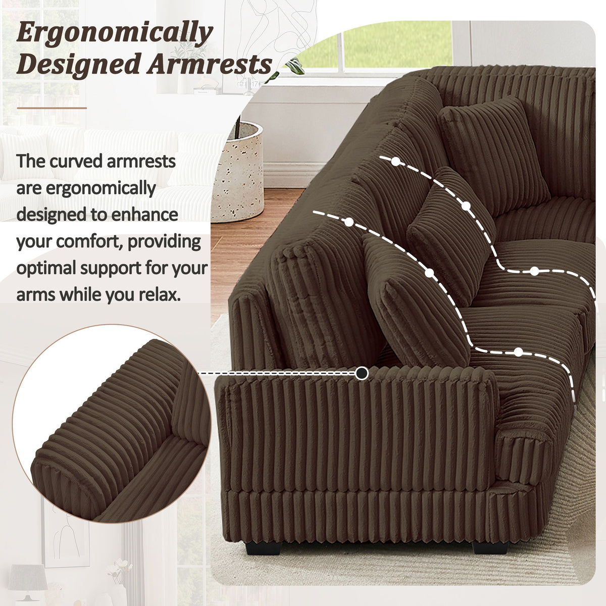 U - Sectional Sofa With Chaise Lounge, Oversized Living Room Couch