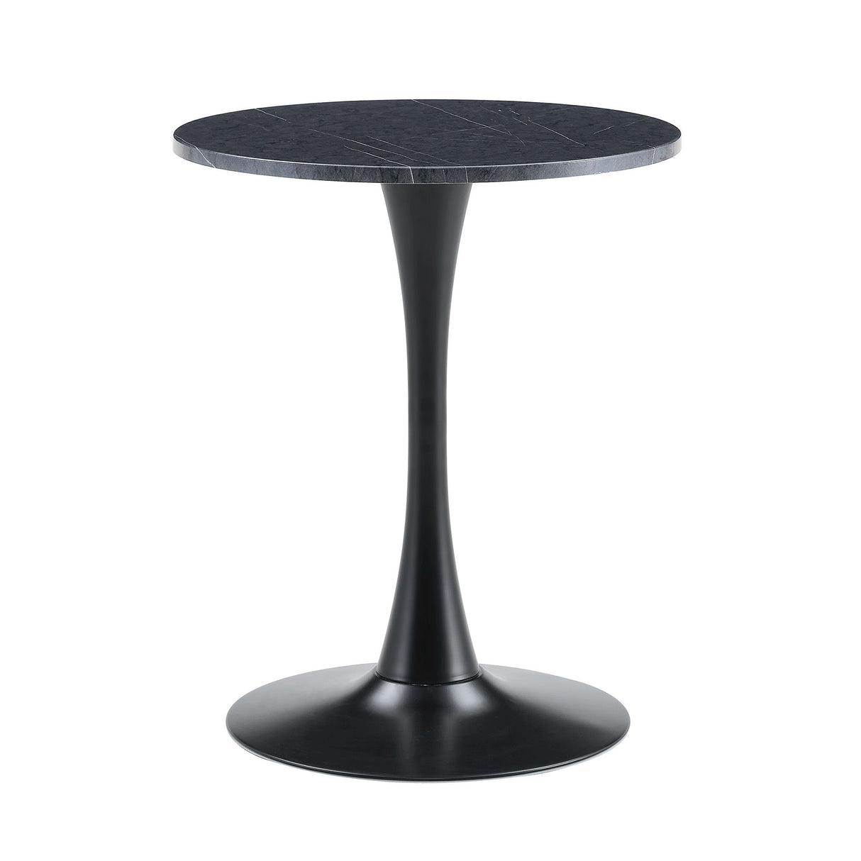 Round Dining Table With Faux Marble Top And Metal Pedestal +, 23.6" Diameter For Kitchen, Living Room, Small Spaces