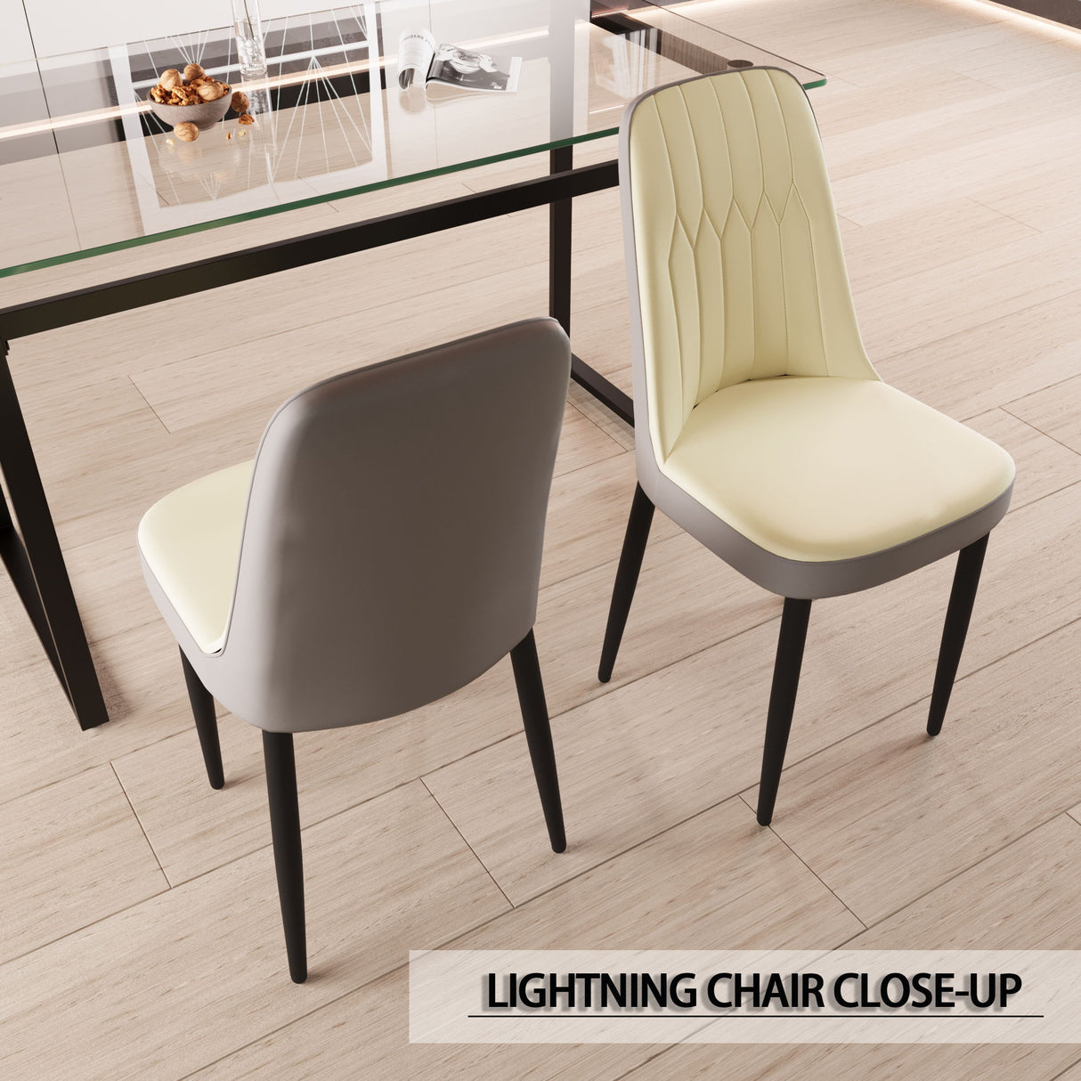 Modern Dining Chair With Cushions And Metal Legs