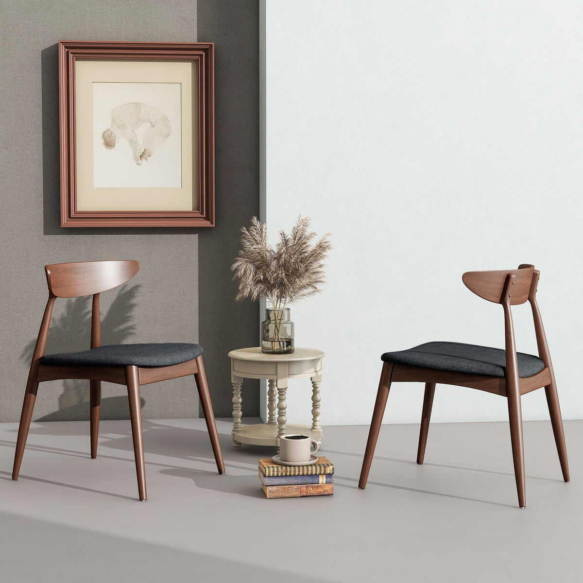 Retro Dining Chairs With Ergonomic Back (Set of 2)