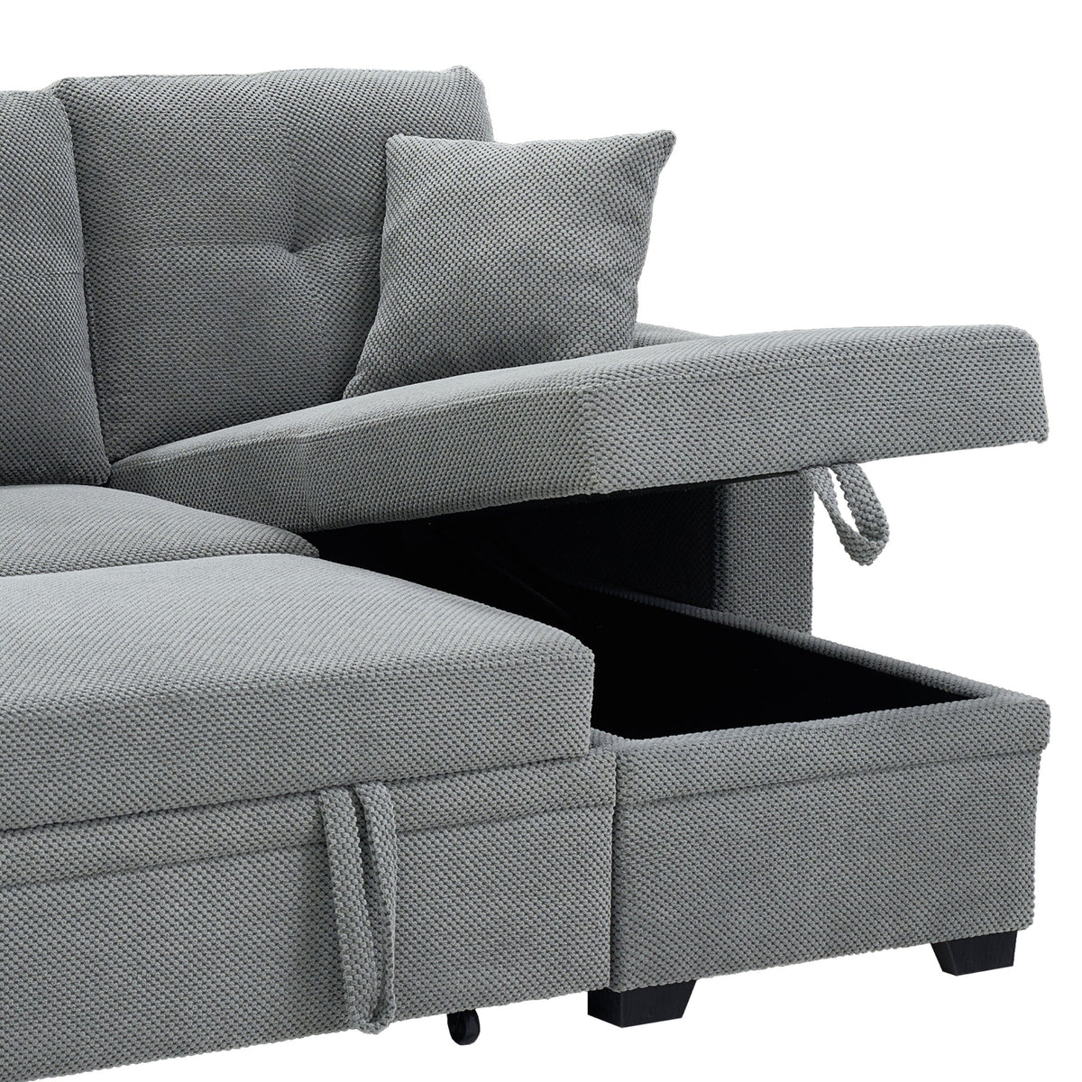 Sleeper Sectional Sofa With Pull Out Bed, Reversible Chaise, Hidden Storage