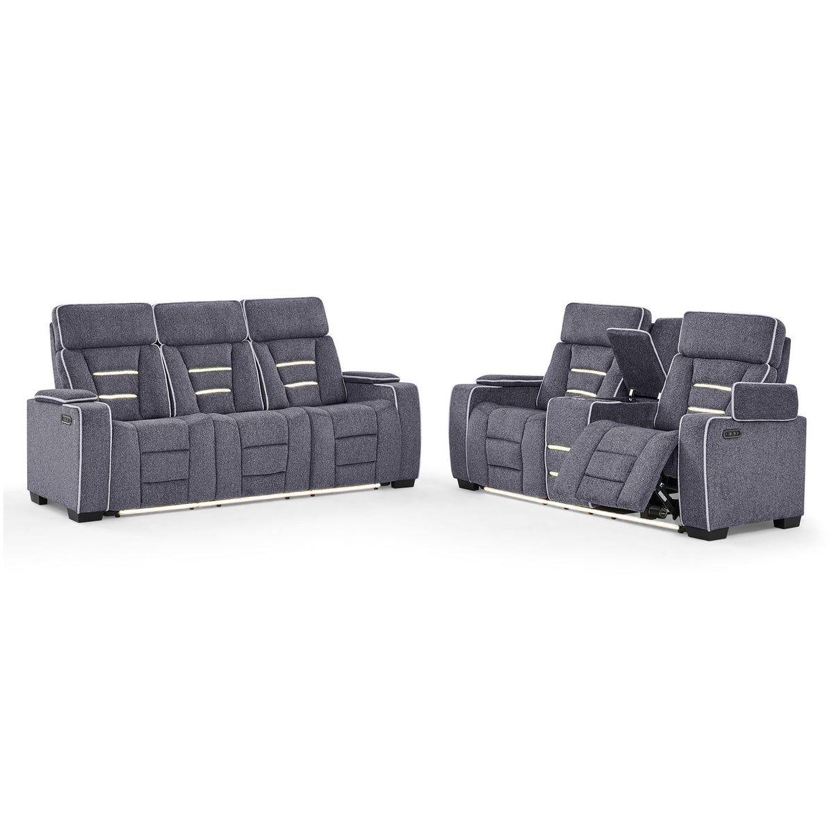 Austin - Console Reclining Loveseat With Storage Arms - Gray