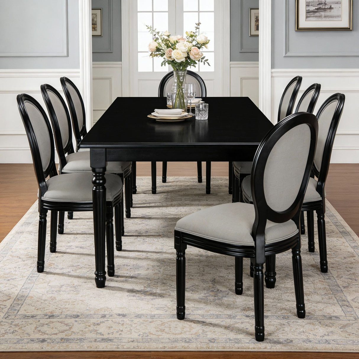 Upholstered & Round Back Dining Chairs (Set of 2)