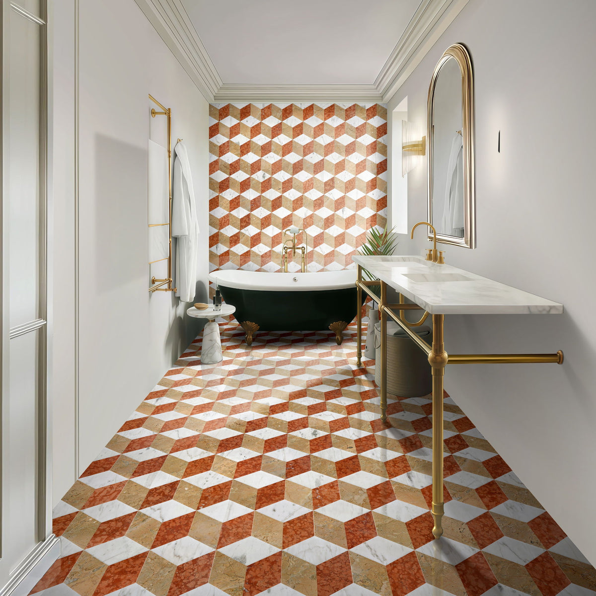 Hexagon Water Tiles For Floor And Wall (Set of 12)