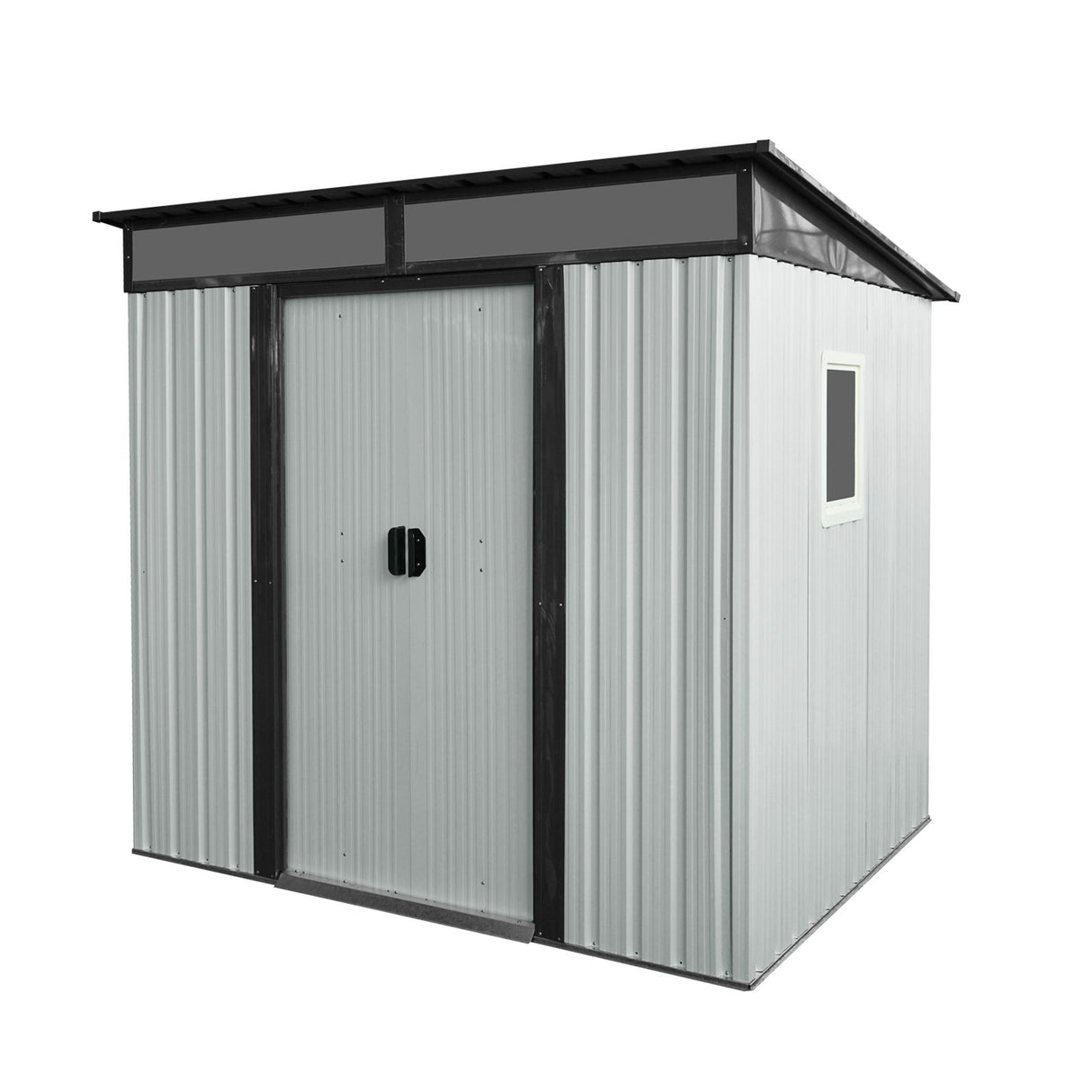 Outdoor Metal Storage Shed Garden Building with Window in Galvanized Steel