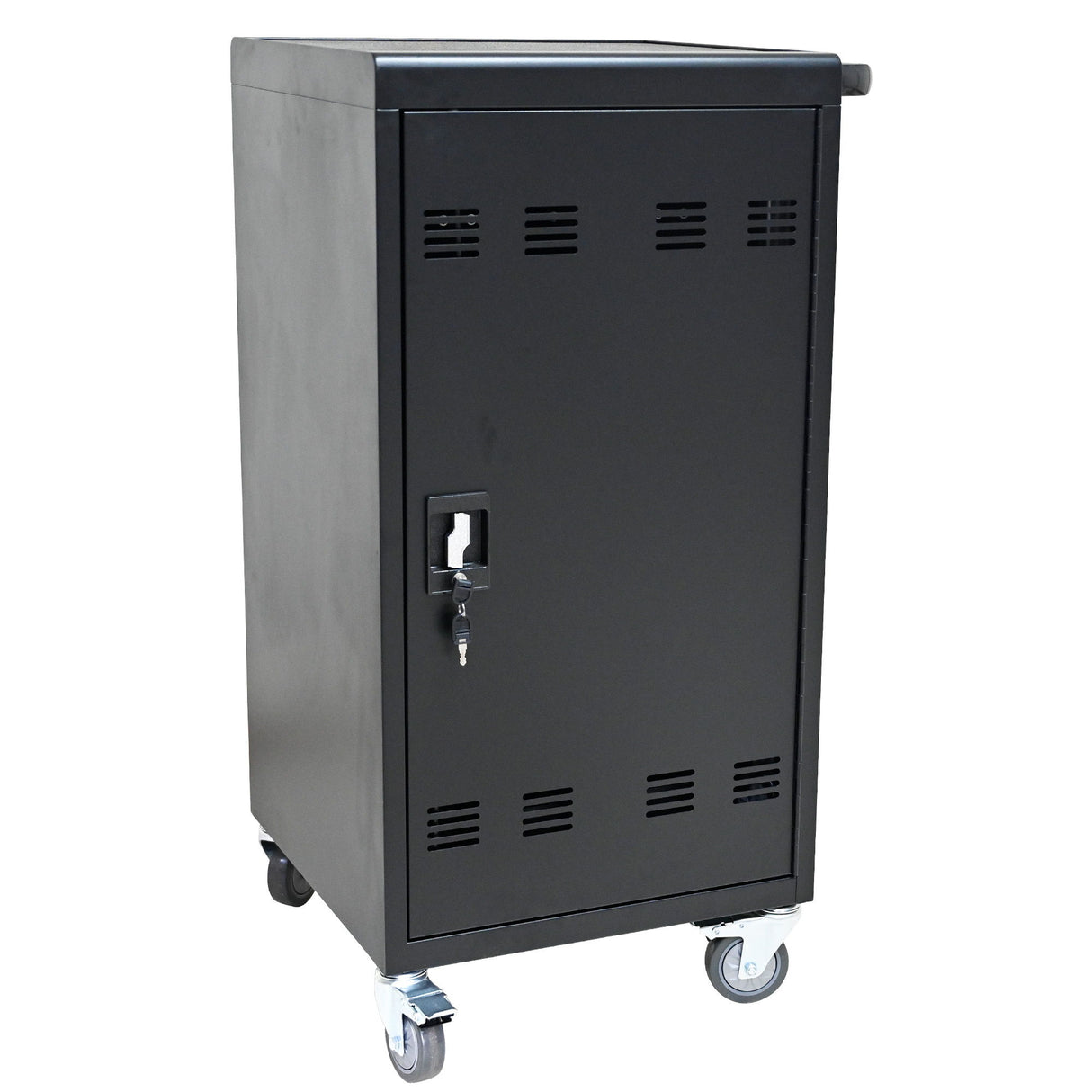 45 Bay Mobile School Charging Cart Station For Chromebook, Tablet And Laptop Computer With Power Strip Included - Black