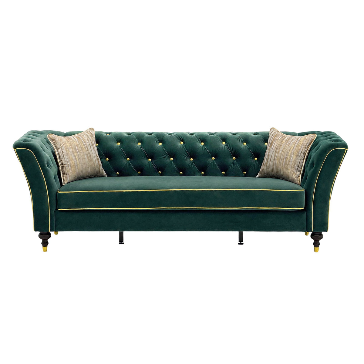 3 Person Sofa With Deep Seat, Tufted Backrest
