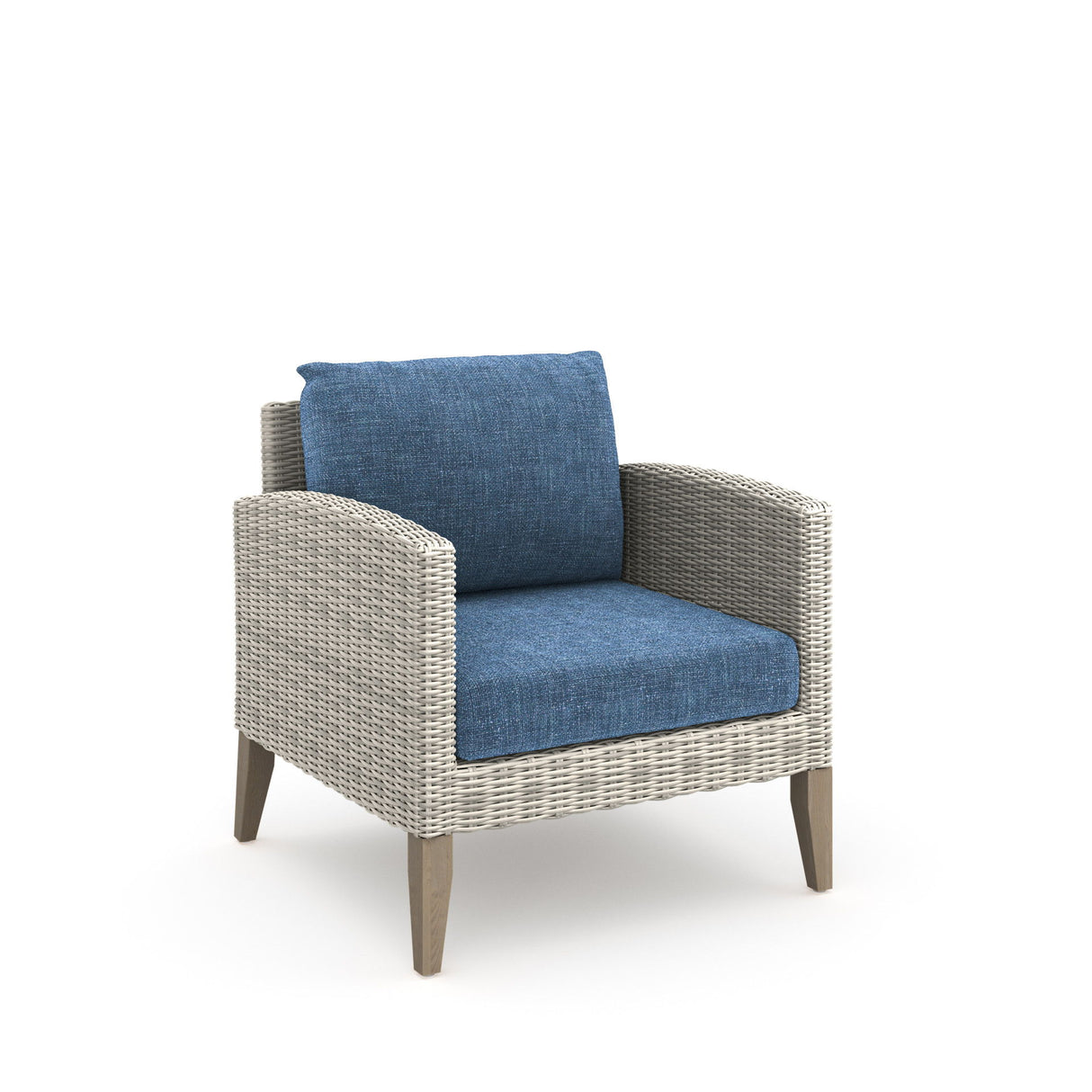 Carezza - 5 Piece Set (Sofa & 2 Club Chairs & 2 Stools) - Dark Blue