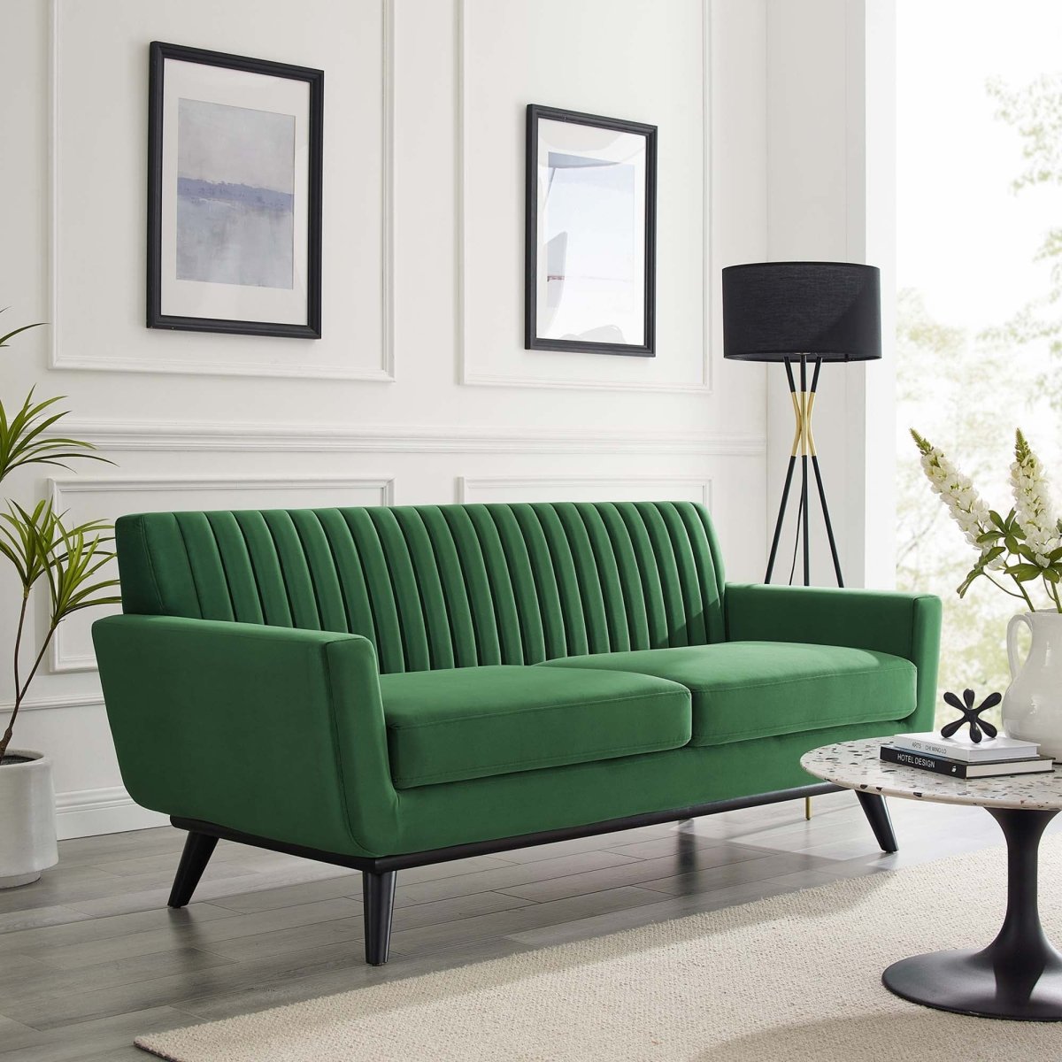 79 - Inch Engage Performance Velvet Channel Tufted Loveseat - Loveseats available at Alpine Outlets in Denver