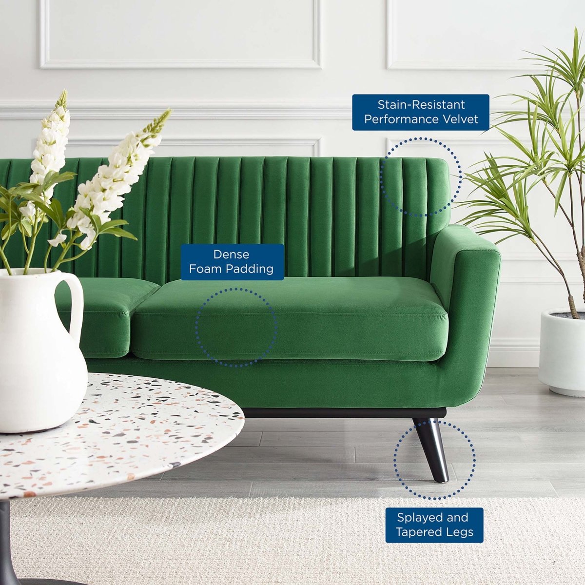 79 - Inch Engage Performance Velvet Channel Tufted Loveseat - Loveseats available at Alpine Outlets in Denver