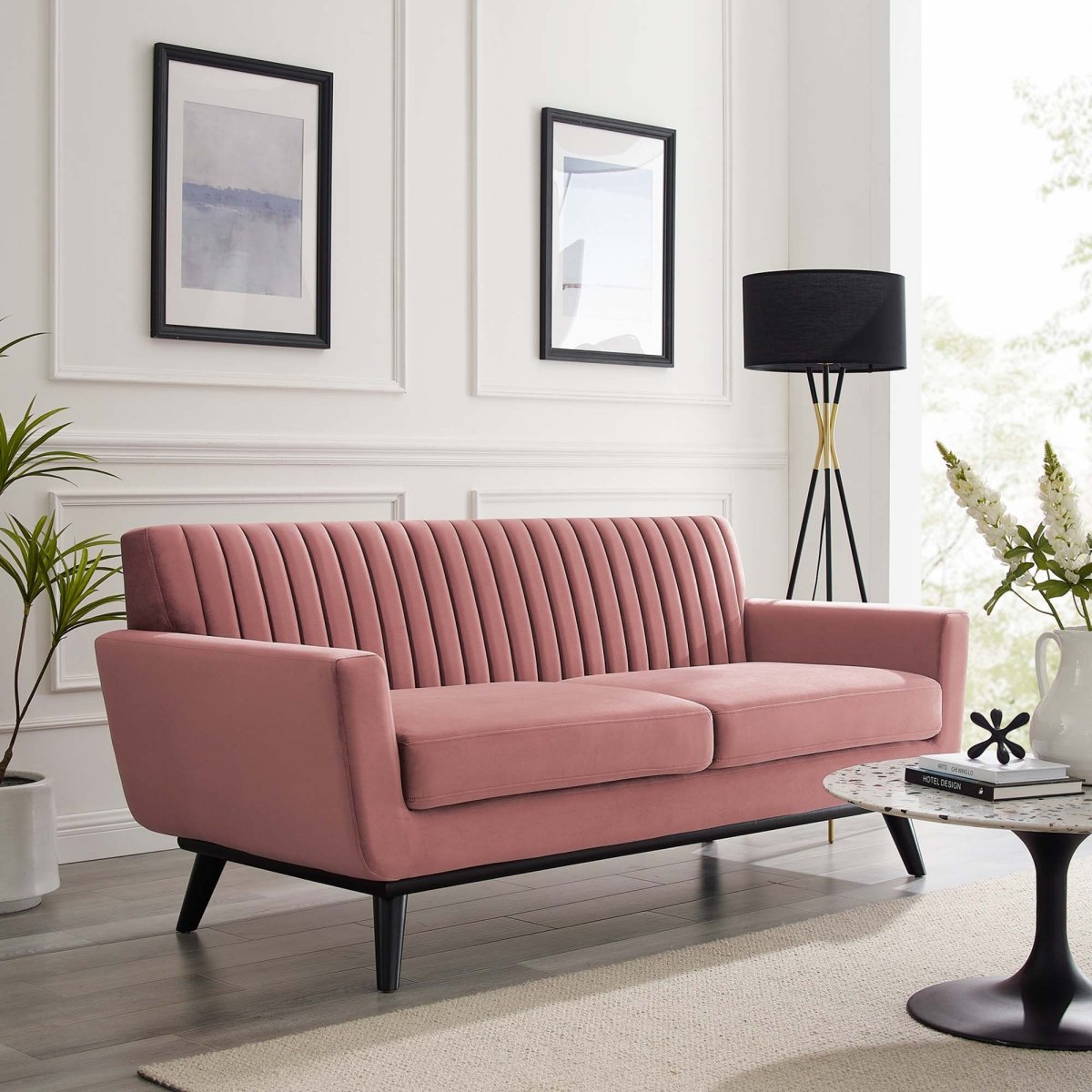 79 - Inch Engage Performance Velvet Channel Tufted Loveseat - Loveseats available at Alpine Outlets in Denver