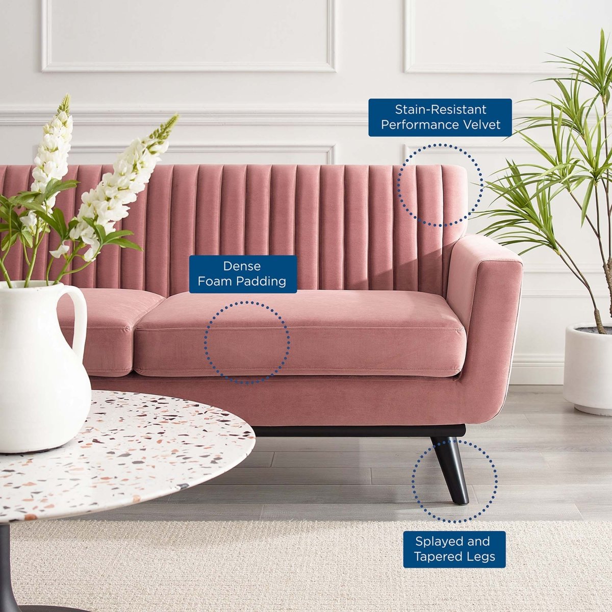 79 - Inch Engage Performance Velvet Channel Tufted Loveseat - Loveseats available at Alpine Outlets in Denver