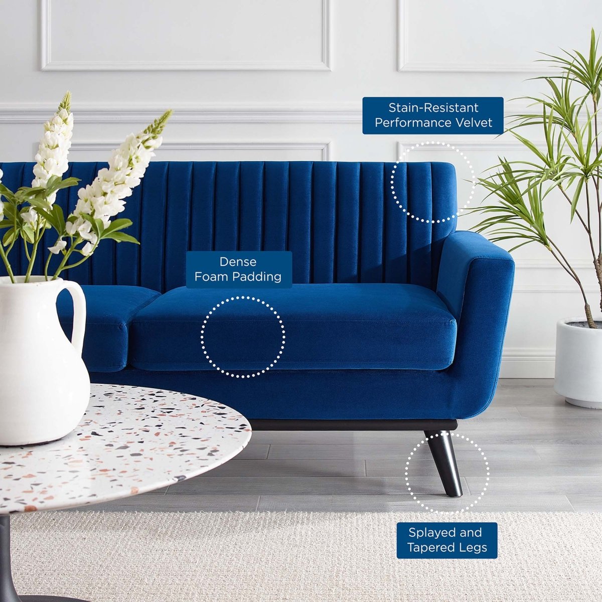 79 - Inch Engage Performance Velvet Channel Tufted Loveseat - Loveseats available at Alpine Outlets in Denver