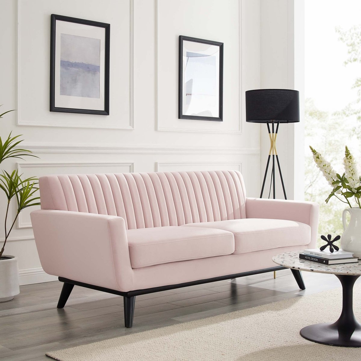 79 - Inch Engage Performance Velvet Channel Tufted Loveseat - Loveseats available at Alpine Outlets in Denver