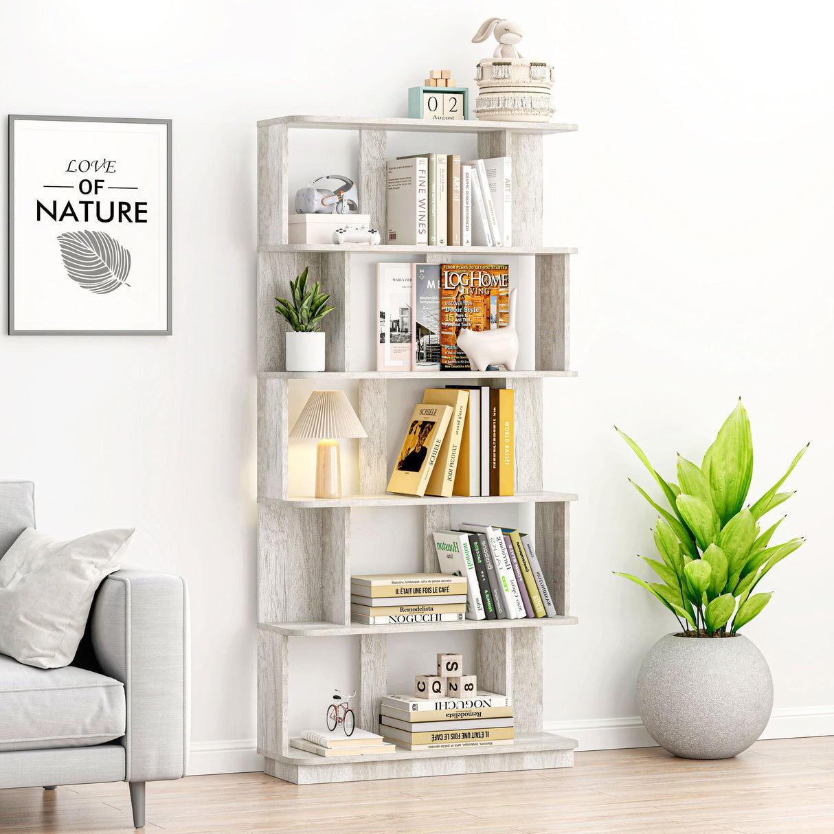 Modern 5 Tier Open Storage Bookcase