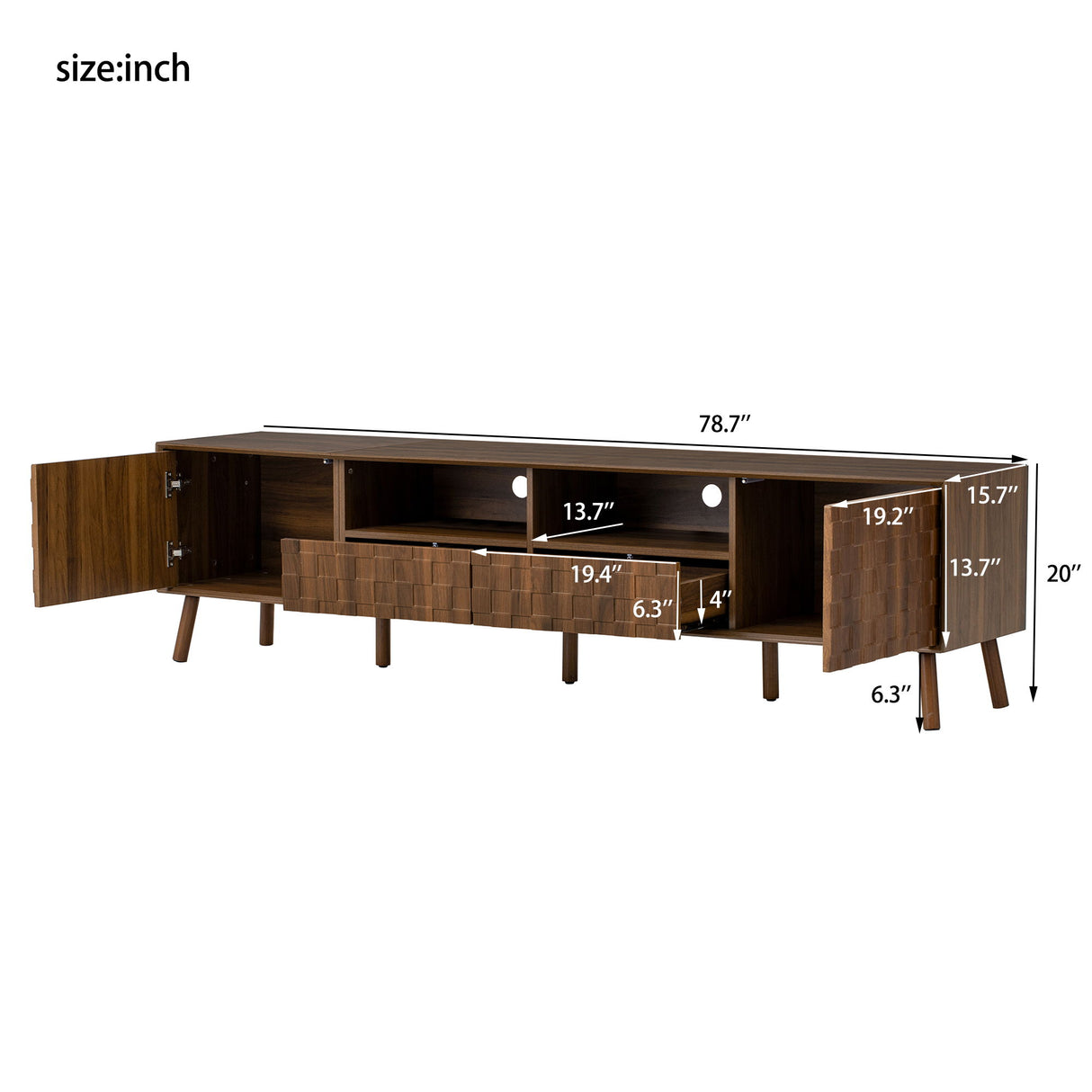 TV Stand With Drawers And Cable Management - Walnut