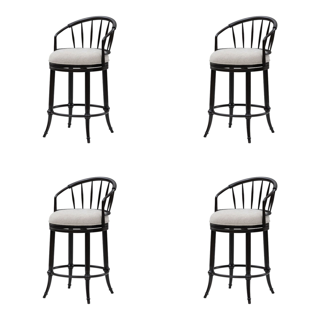 Luther - Commercial Grade Steel Frame Fabric Upholstered Swivel Counter Height Barstool