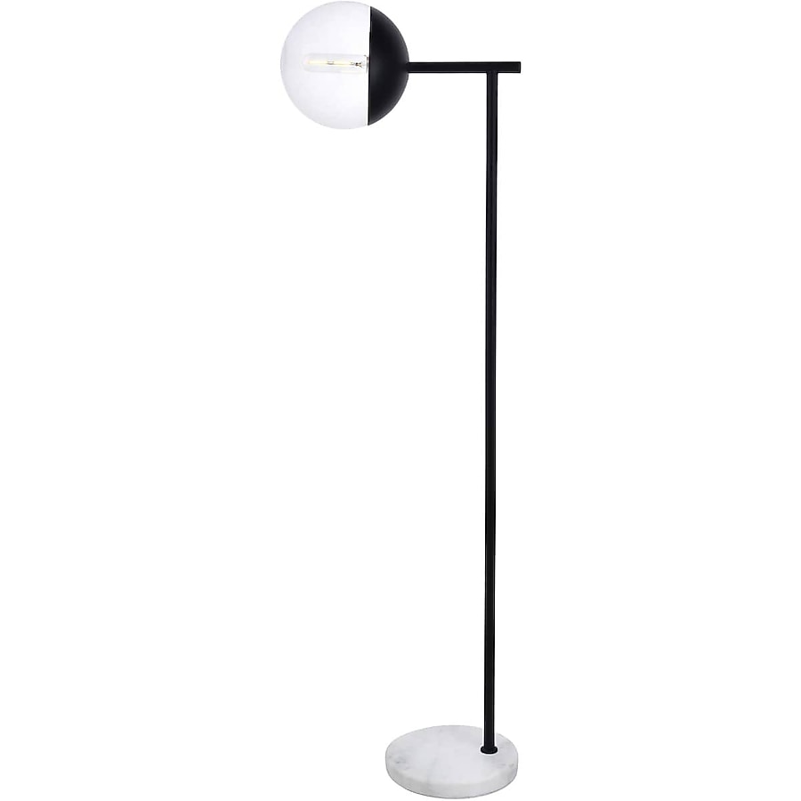 Eclipse 50.5 Inch Black Marble Base Floor Lamp with Glass Shade