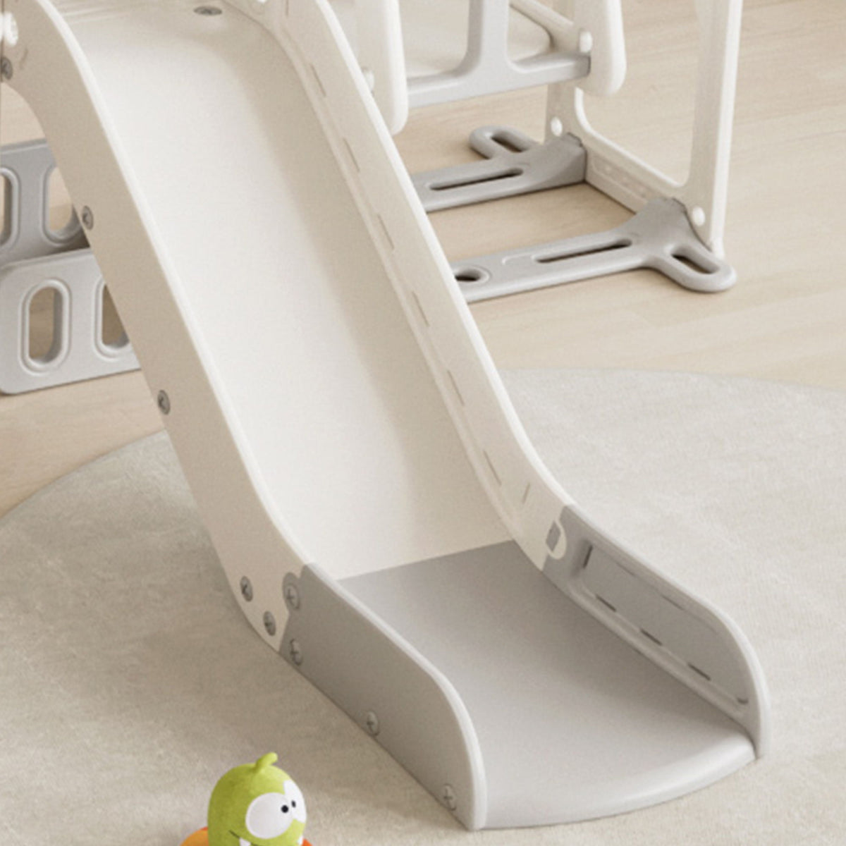 Toddler Slide, 11 In 1 Indoor Outdoor Playground With Basketball Hoop - Gray / Ivory