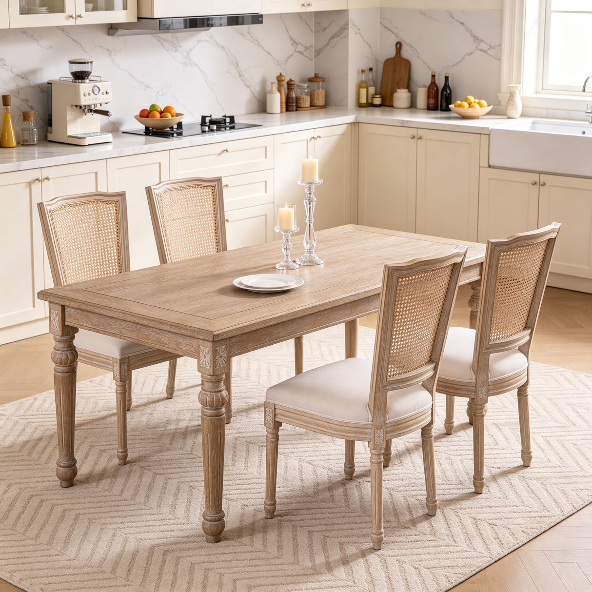 Upholstered Dining Chairs With T - Shaped Back (Set of 2) - Beige