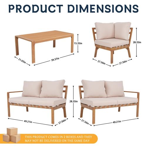 4-Piece L-Shaped Outdoor Patio Furniture Set