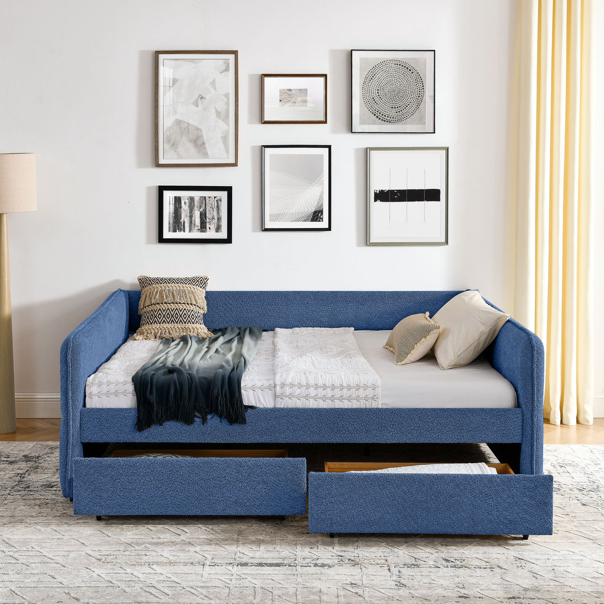 Upholstered Daybed & 2 Drawers