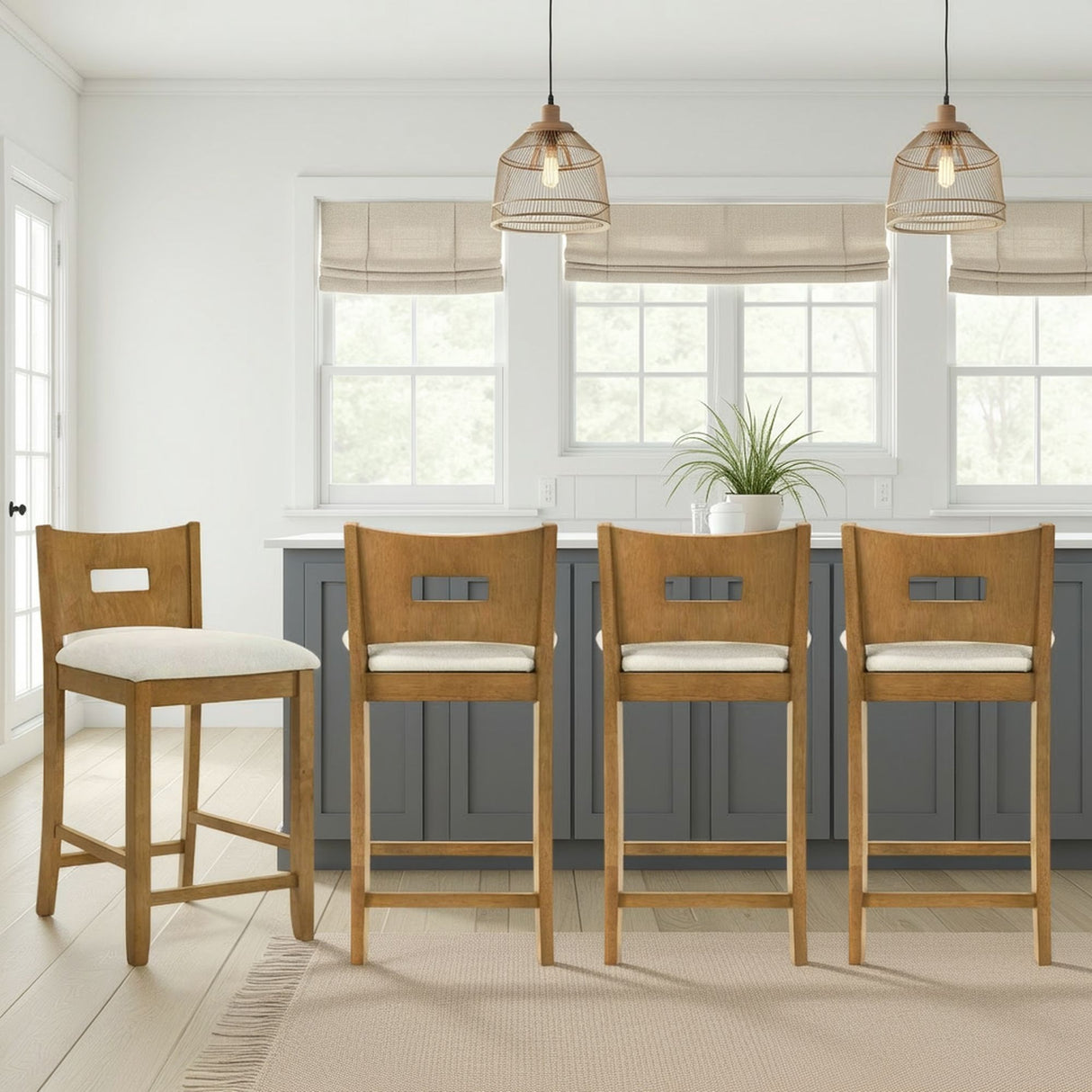 Ren - 26" Counter Height Rubberwood Barstool