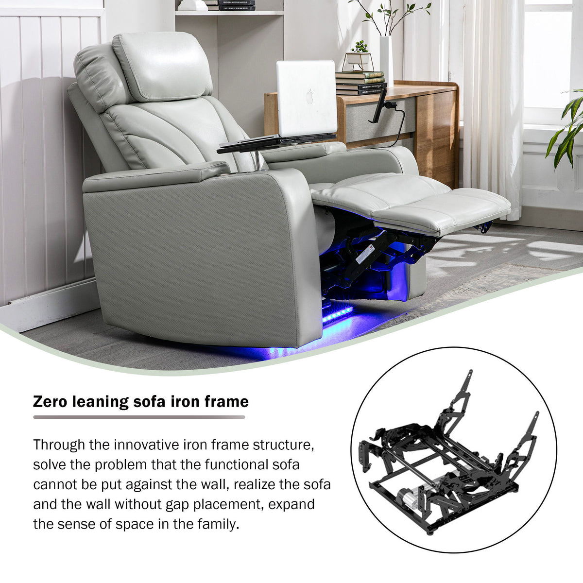 Power Motion Recliner Electric Power Recliner With USB Charging Port, Hidden Arm Storage, Convenient Cup Holder And tooth Speaker