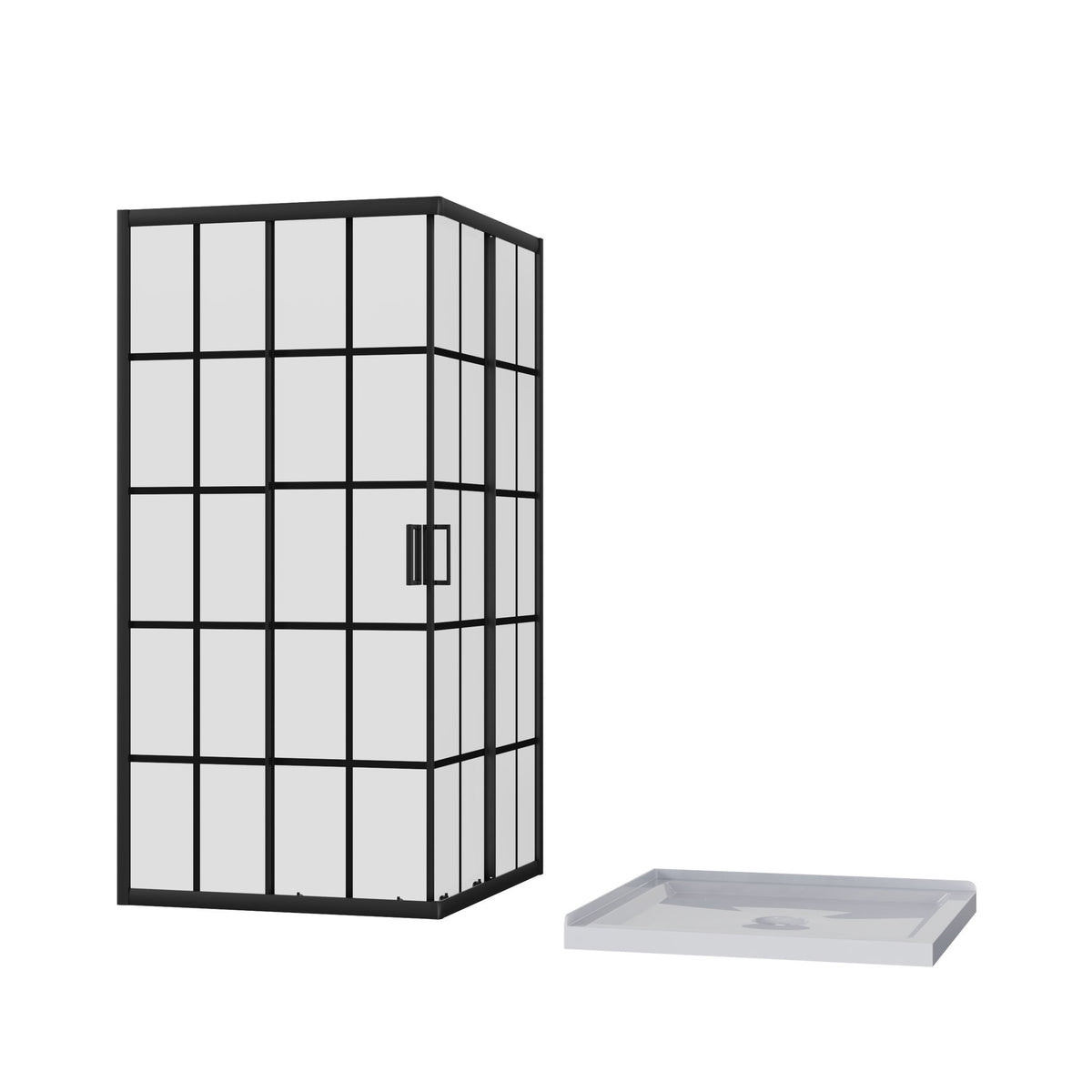 Corner Shower Enclosure Double Sliding Door & Shower Base