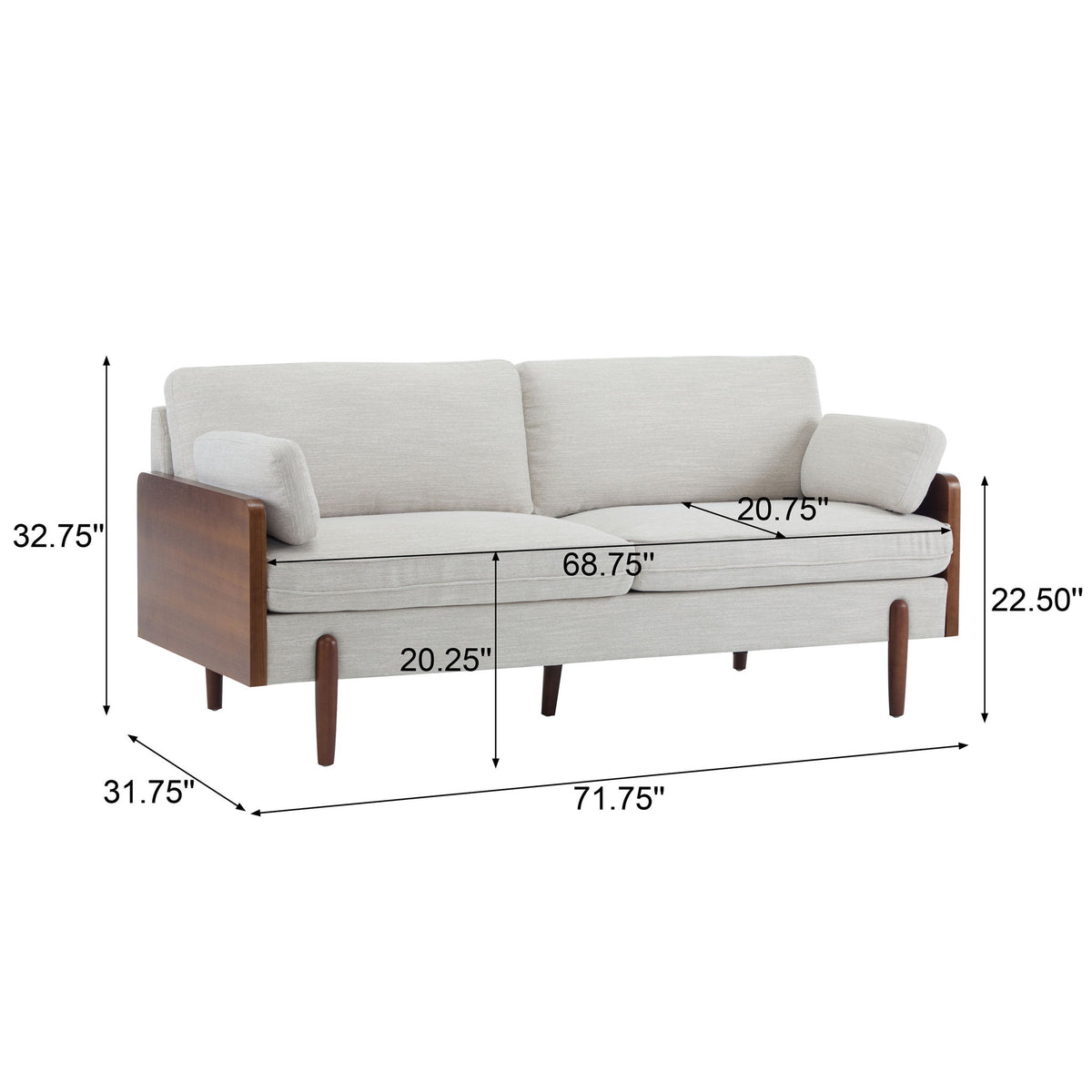Mid Century Moderne Sofa With Wood Sides