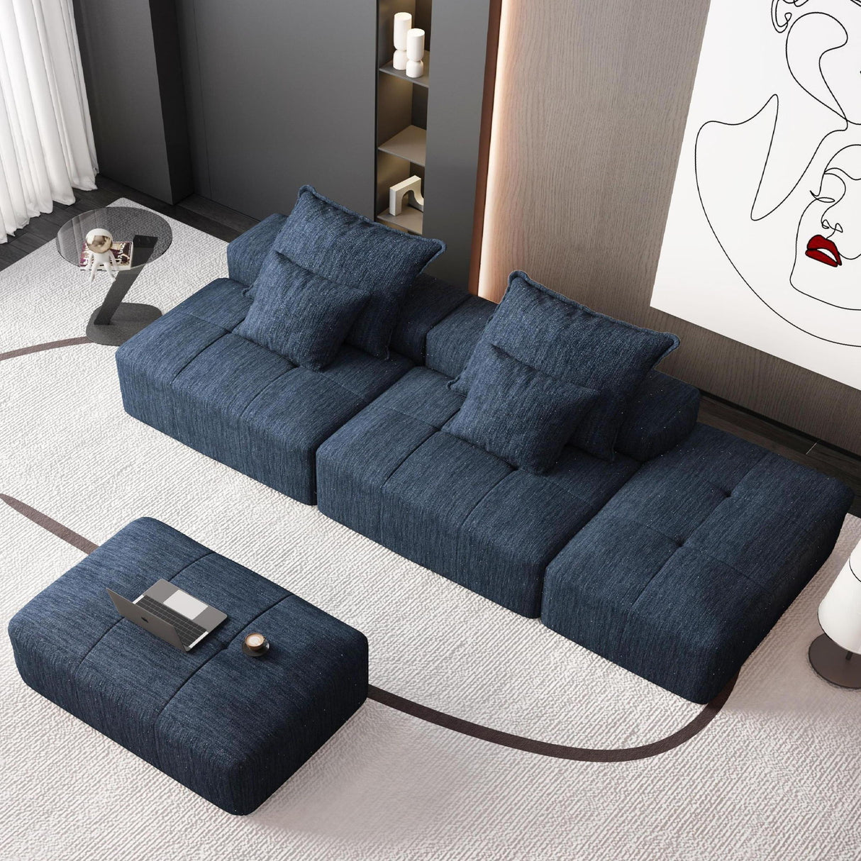 Modern Oversized Diy Combination Modular Sectional Sofa With Pillows