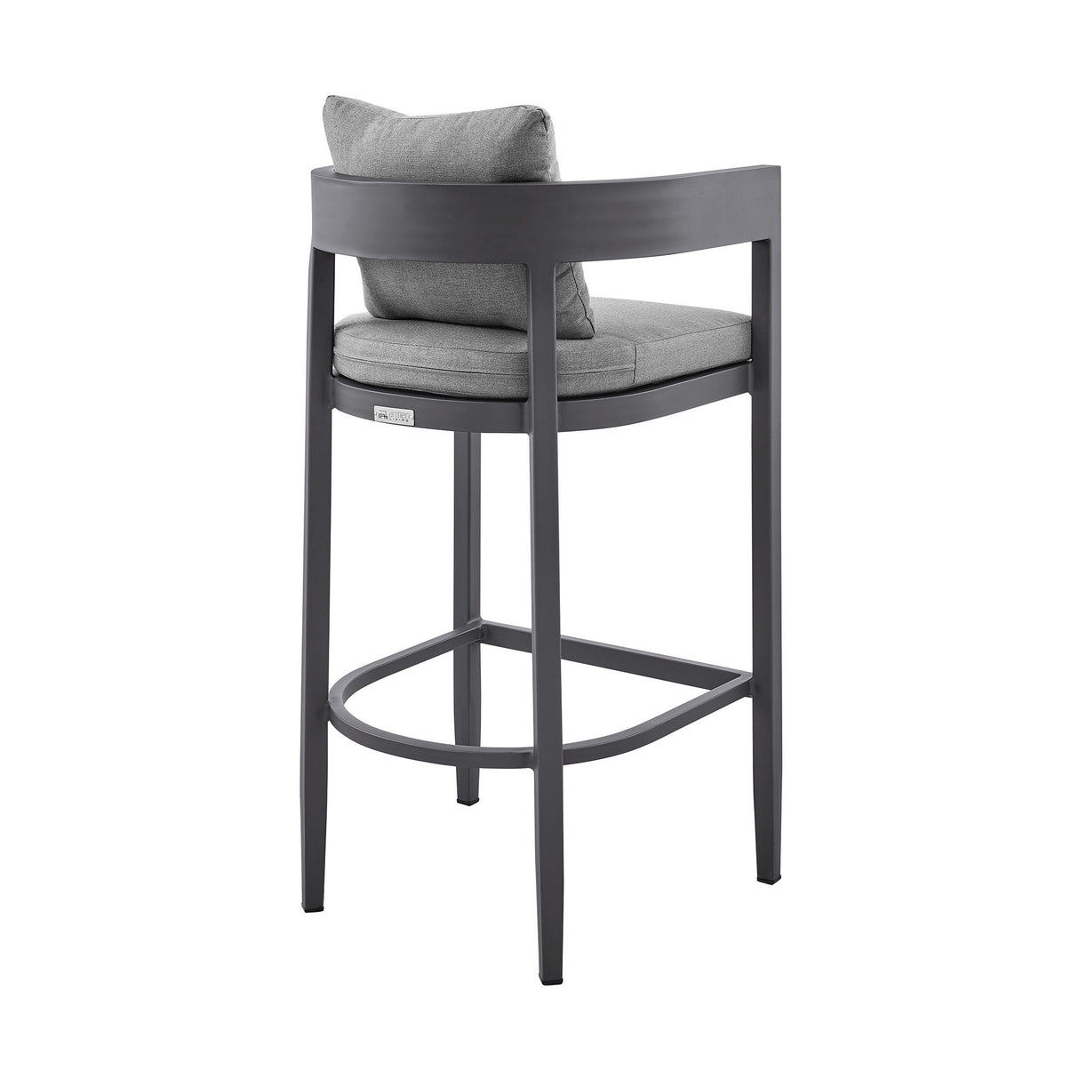 Menorca - Outdoor Patio Counter Height Bar Stool In Aluminum With Gray Cushions
