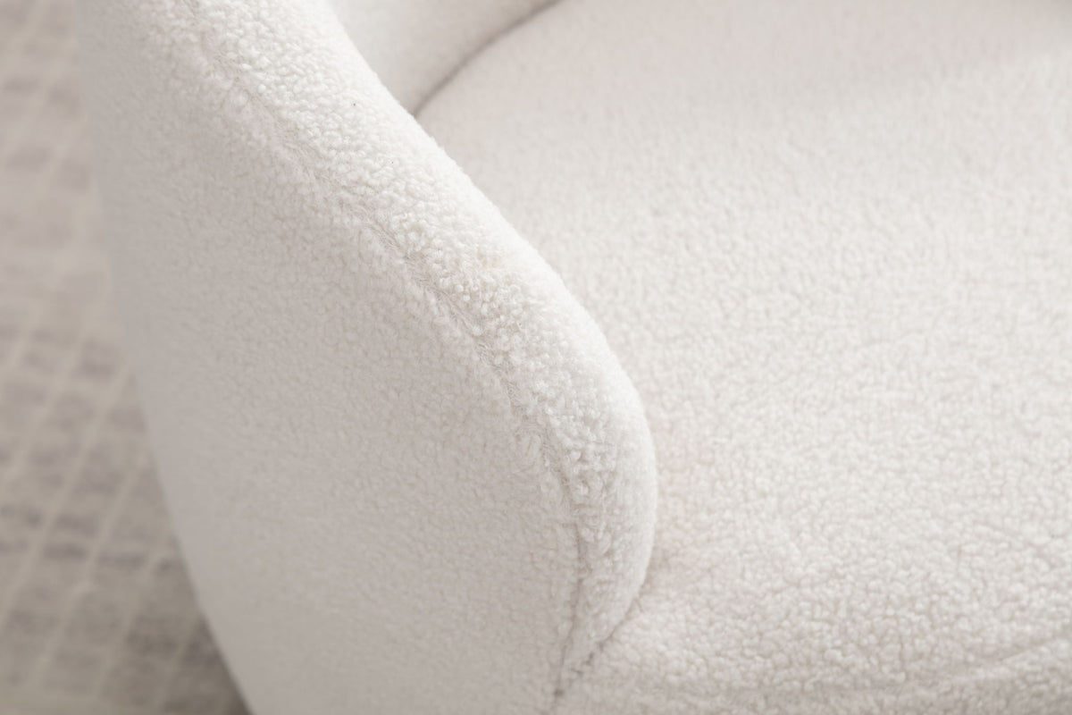 Teddy Fabric Swivel Accent Armchair Barrel Chair With Powder Coating Metal Ring