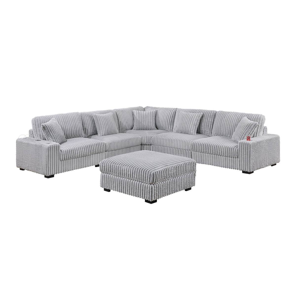 Contemporary Style Modular Sectional Sofa Set With USB, Cup Holder