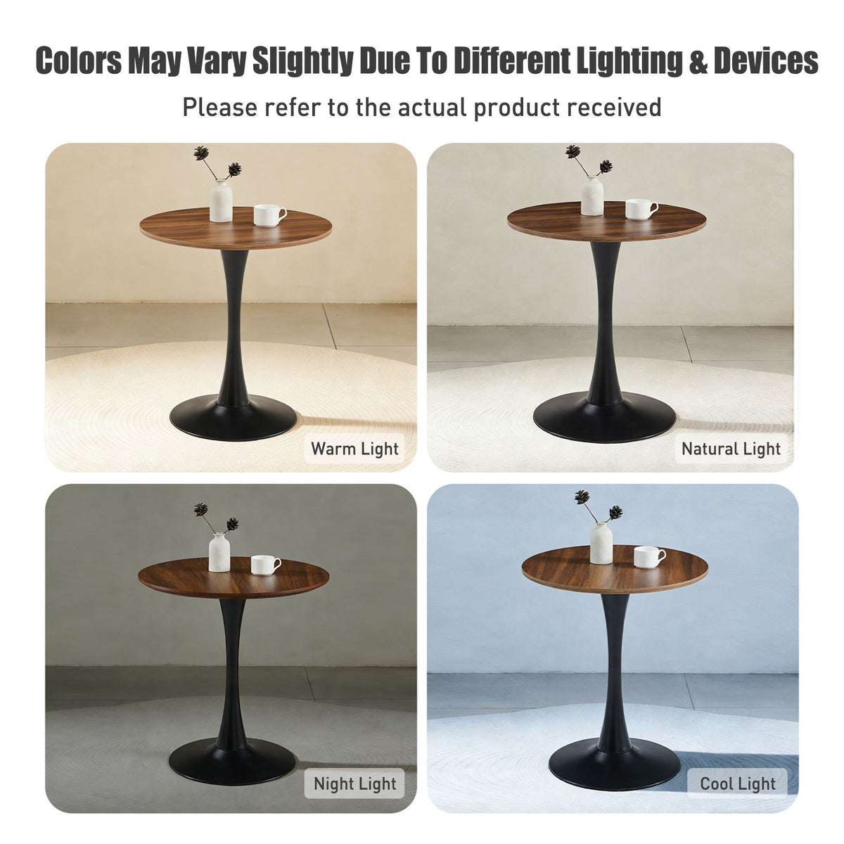 Round Dining Table With Tulip Style Base - Natural Wood