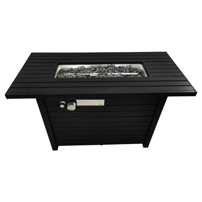 Outdoor Fire Pit Table Propane Heater Steel Construction 42x25in Black