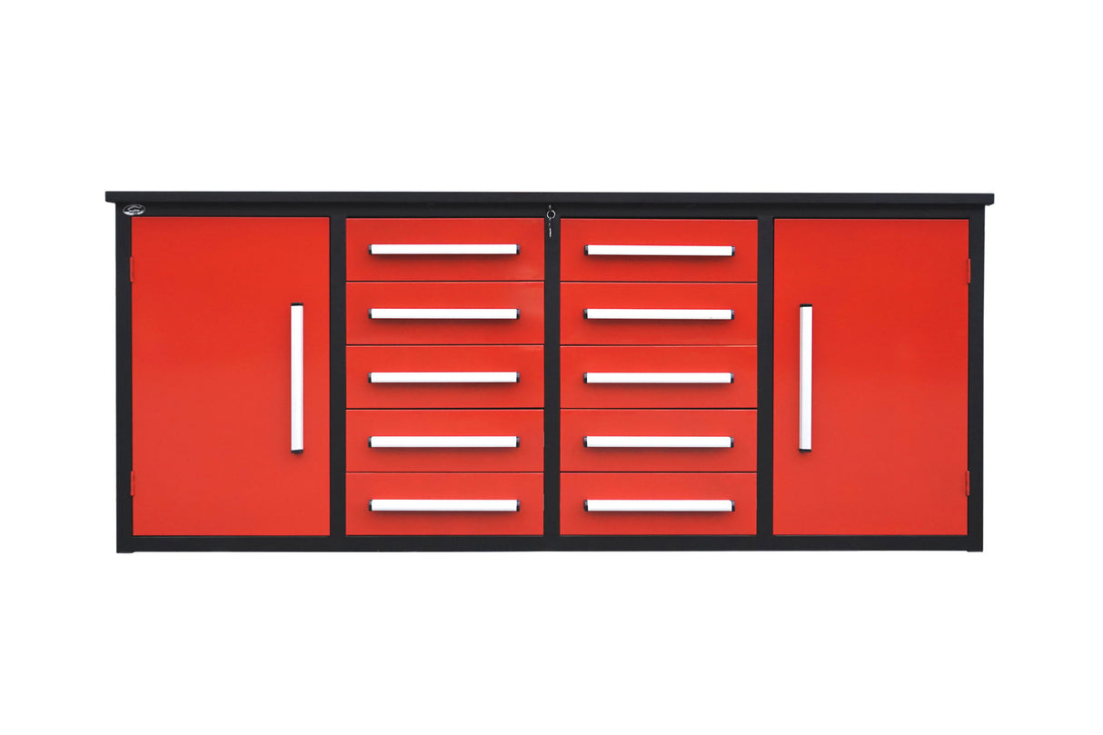 Storage Cabinets With Workbench (With 10 Drawers And 2 Cabinets)