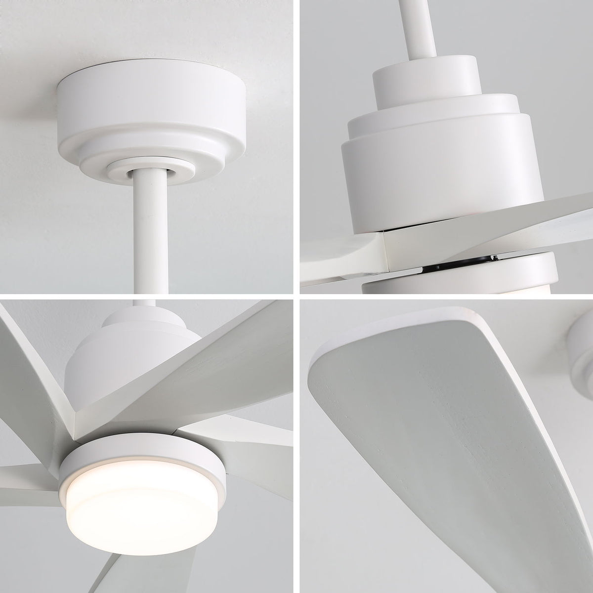 52" Ceiling Fan With Dimmable LED Light, 5 Blades, Reversible DC Motor, Smart Remote Control - White