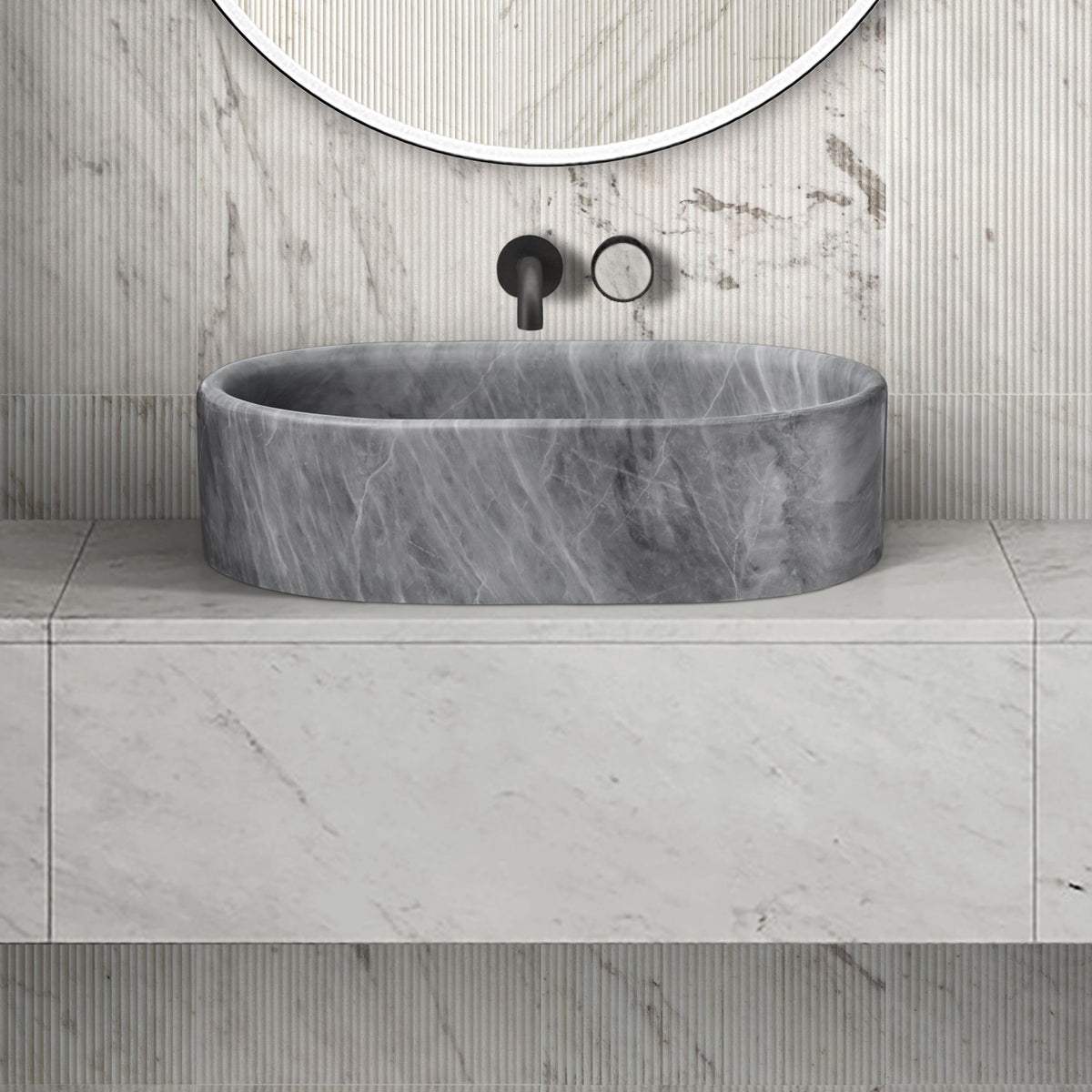 Bathroom Vessel Sink, Semi Polished Surface