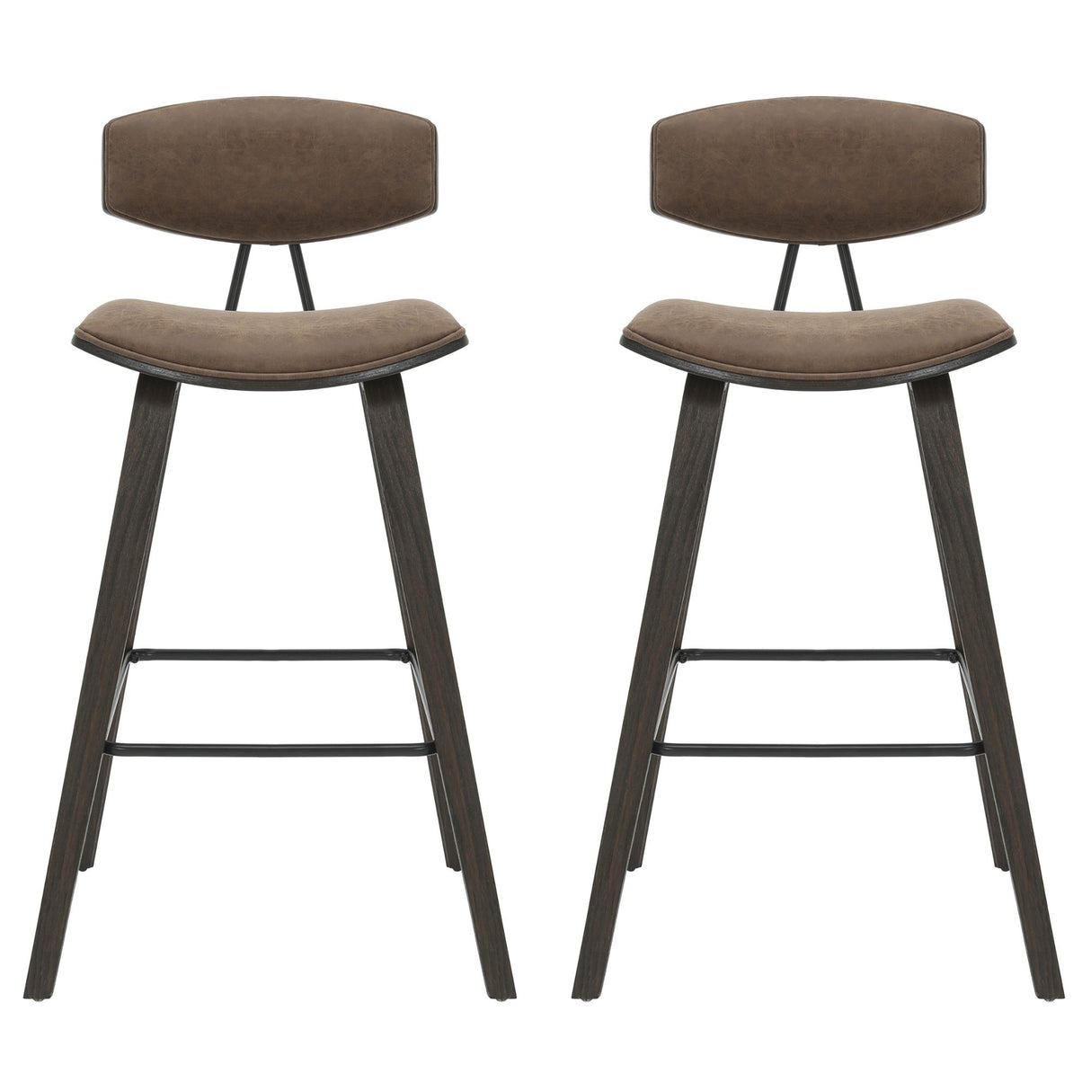 Fox - Bar Height Curved Back Wood Bar Stool With Faux Leather Seat