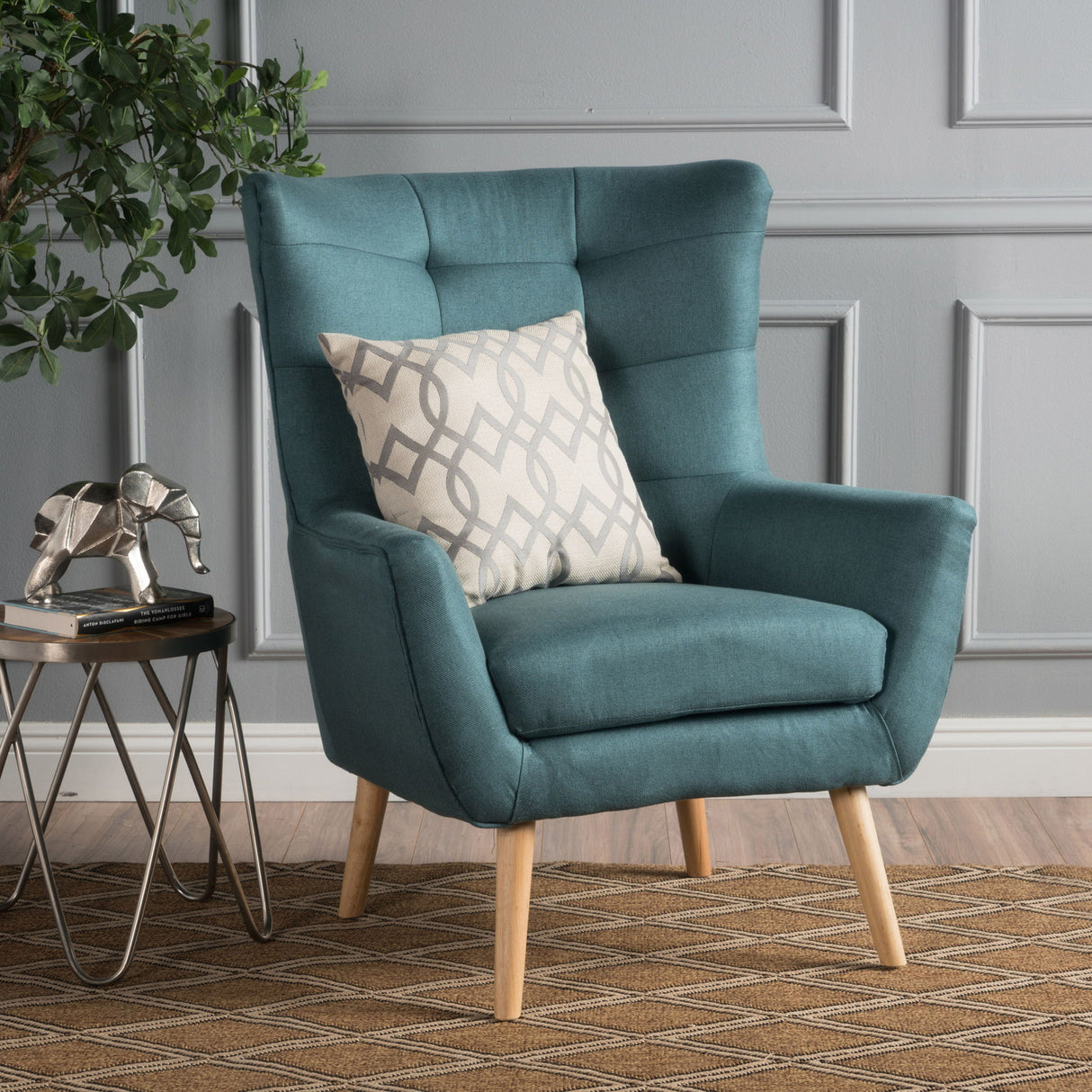 Club Chair With Rubberwood Legs