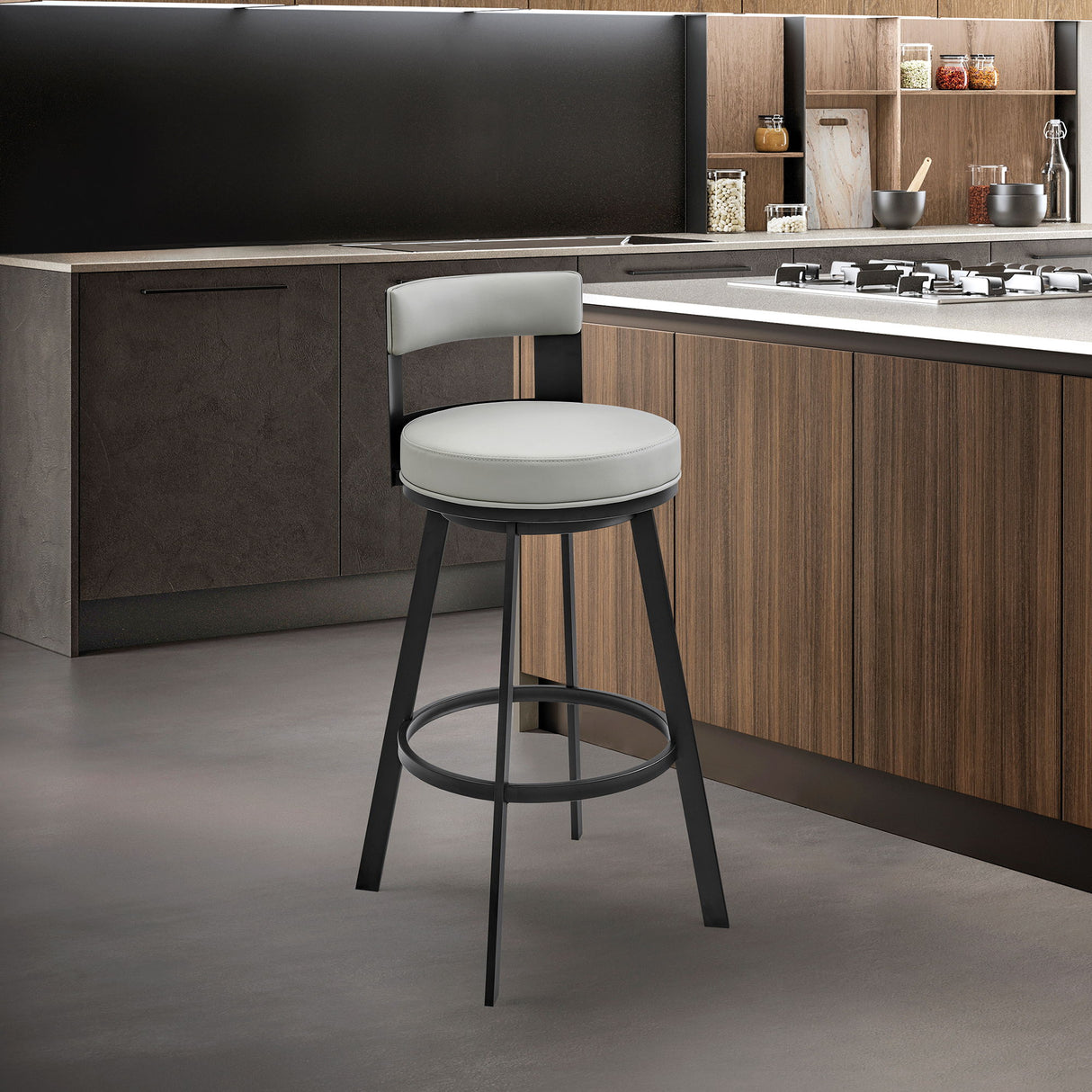 Flynn - Swivel Counter Stool - Black / Light Gray