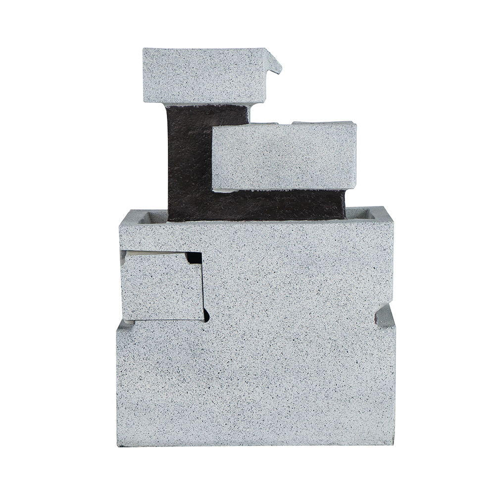 Decorative 4 Tier Block Fountain With Light, For Indoor And Outdoor - Black / Gray - Feeders & Water - Alpine Outlets