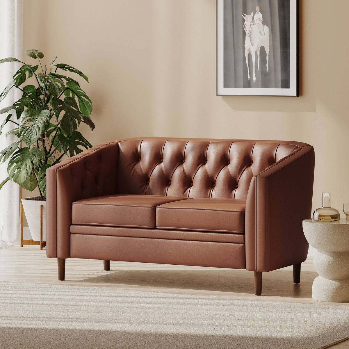 Sophisticated Loveseat With Diamond Stitched Detailing